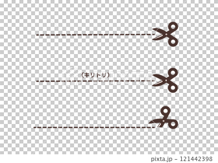 シンプルなハサミとキリトリ線のイラスト 121442398
