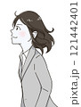 見上げる女性（上半身）肌色白 121442401
