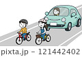 自転車で並んで走る人物（肌色白） 121442402
