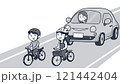 自転車で並んで走る人物（1トーン） 121442404