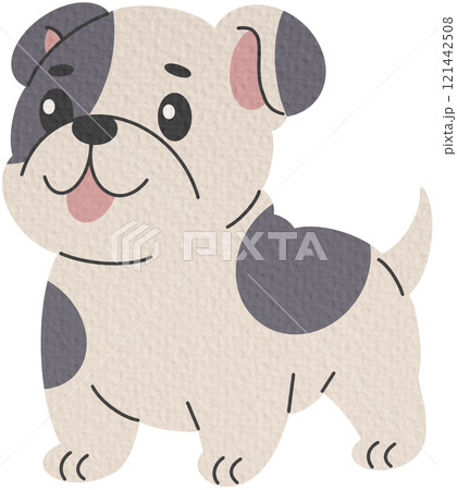 Flat dog vector illustration in children's style. Cute bulldog on white background 121442508