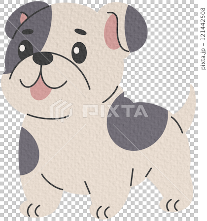 Flat dog vector illustration in children's style. Cute bulldog on white background 121442508