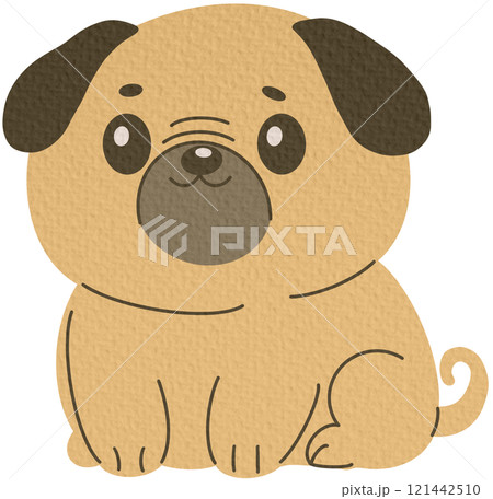 Flat vector illustration in children's style. Cute pug on white background. 121442510
