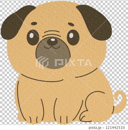 Flat vector illustration in children's style. Cute pug on white background. 121442510