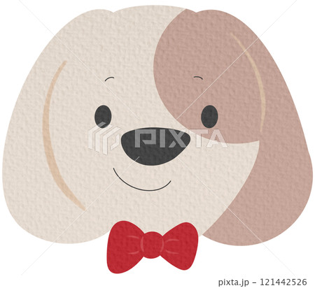 Cute and smile dog heads doodle vector set. Comic happy dog faces character design with flat color isolated on white background. 121442526