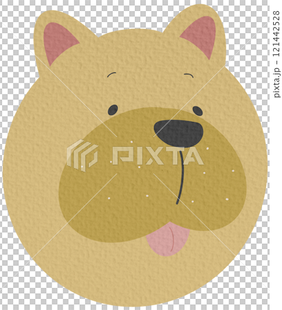 Cute and smile dog heads doodle vector set. Comic happy dog faces character design with flat color isolated on white background. 121442528