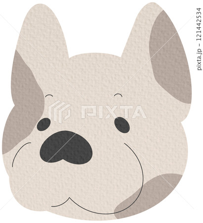 Cute and smile dog heads doodle vector set. Comic happy dog faces character design with flat color isolated on white background. 121442534