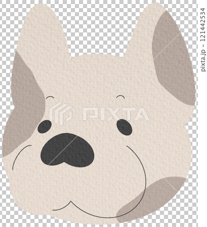 Cute and smile dog heads doodle vector set. Comic happy dog faces character design with flat color isolated on white background. 121442534