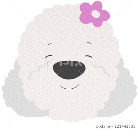 Cute and smile dog heads doodle vector set. Comic happy dog faces character design with flat color isolated on white background. Cute and smile dog heads doodle vector set. Comic happy dog faces character design with flat color isolated on white background. 121442535
