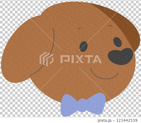 Cute and smile dog heads doodle vector set. Comic happy dog faces character design with flat color isolated on white background. 121442539