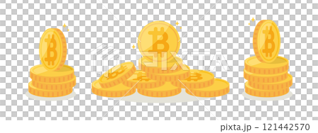 堆積的比特幣插圖 堆積的比特幣插圖 121442570