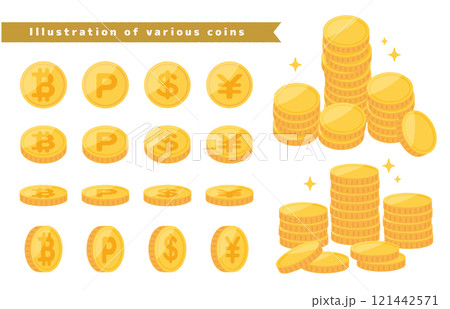 お金 仮想通貨 ポイントのイラスト素材集(円/ドル/ビットコイン/ポイント) お金 仮想通貨 ポイントのイラスト素材集(円/ドル/ビットコイン/ポイント) 121442571