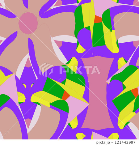 Geometric 3d shapes seamless pattern. Modern geometric texture design. Vector illustration.  121442997