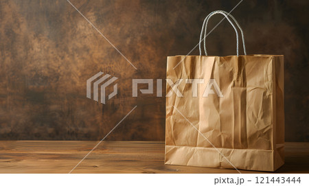 Blank craft bag with recycled paper handles. AI Generated Blank craft bag with recycled paper handles. AI Generated 121443444