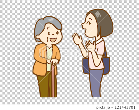 1人暮らしの高齢者を訪問する福祉の相談員、介護士 121443701