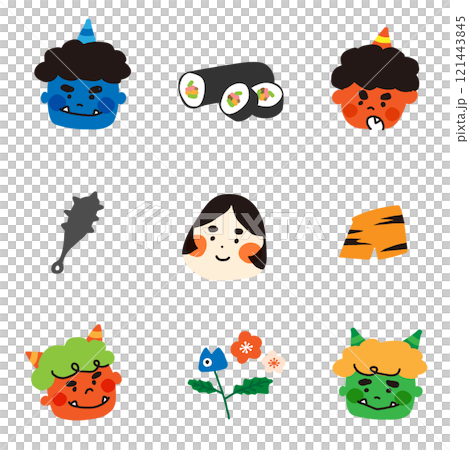 かわいい節分のイラスト素材 かわいい節分のイラスト素材 121443845