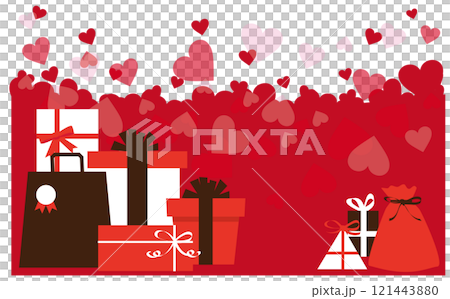 バレンタインのかわいいプレゼントベクターイラスト素材 121443880