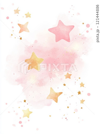 Invitation template with painted stars, cute design for baby shower or birthday modern invitation. 121444886