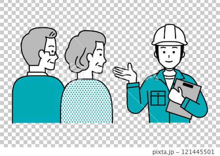 A male worker making a proposal to an elderly couple 121445501