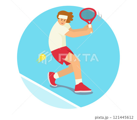 テニスをする男性のイラスト テニスをする男性のイラスト 121445612