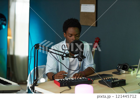 Man Singing Song In Microphone Man Singing Song In Microphone 121445712