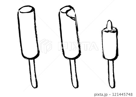 筆タッチの棒付きアイスのイラストセット 121445748