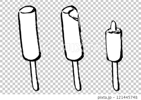 筆タッチの棒付きアイスのイラストセット 121445748