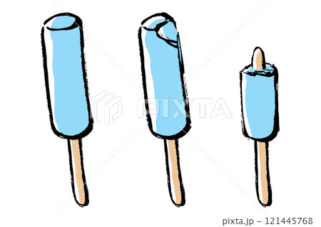 筆タッチのソーダ味の棒付きアイスのイラストセット 121445768