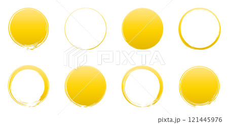 筆 丸 黄色 金色 グラデーション 和風 円 フレーム あしらい セット ベクター 筆 丸 黄色 金色 グラデーション 和風 円 フレーム あしらい セット ベクター 121445976