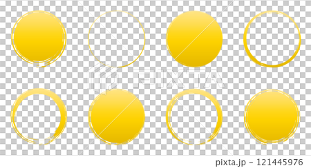 Brush circle yellow gold gradation Japanese style circle frame decoration set vector 121445976