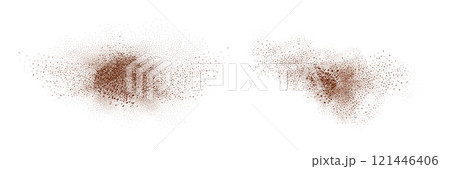 Particles of earth and dust. Brown sand texture.Top view of the cake. Vector illustration Particles of earth and dust. Brown sand texture.Top view of the cake. Vector illustration 121446406