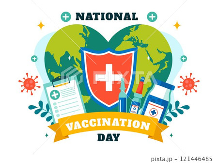 National Vaccination Day Illustration Celebrated on March 16, Featuring a Vaccine Syringe to Promote Strong Immunity and Health Care in a Background National Vaccination Day Illustration Celebrated on March 16, Featuring a Vaccine Syringe to Promote Strong Immunity and Health Care in a Background 121446485