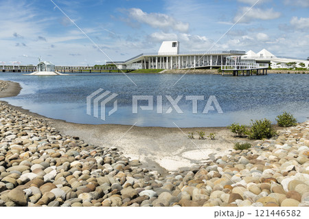 Lake view of the Qigu visitor center in Tainan, Taiwan, one of the Southwest Coast National Scenic Area attractions. Lake view of the Qigu visitor center in Tainan, Taiwan, one of the Southwest Coast National Scenic Area attractions. 121446582