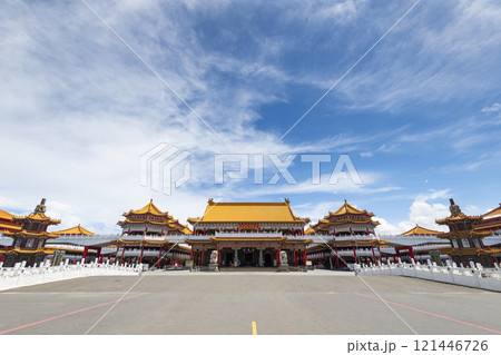 Building view of Orthodox Luermen Shengmu (Mazu) Temple in Tainan, Taiwan, one of the Taijiang National Park attractions. 121446726