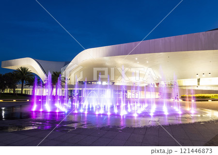 beautiful fountain light show at the National Kaohsiung Center for the Arts (Weiwuying) in Taiwan. beautiful fountain light show at the National Kaohsiung Center for the Arts (Weiwuying) in Taiwan. 121446873