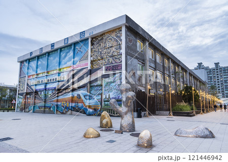 Beautiful mural art and installation art view of Pier-2 Art Center in the port of Kaohsiung, Taiwan. 121446942