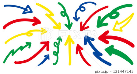 矢印 手書き シンプル セット カラフル ビビット 矢印 手書き シンプル セット カラフル ビビット 121447143