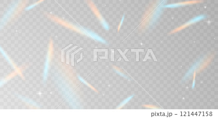 Light effect and zigzag ribbon falling from above on a beam of light, tinsel vector 121447158