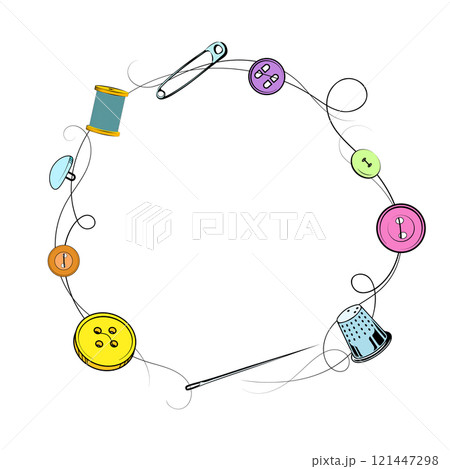 Design for a sewing salon with sewing accessories 121447298