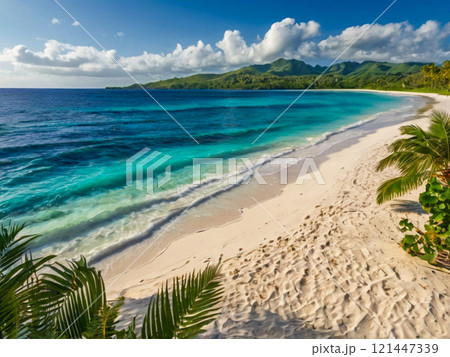 tropical beach with palm trees tropical beach with palm trees 121447339