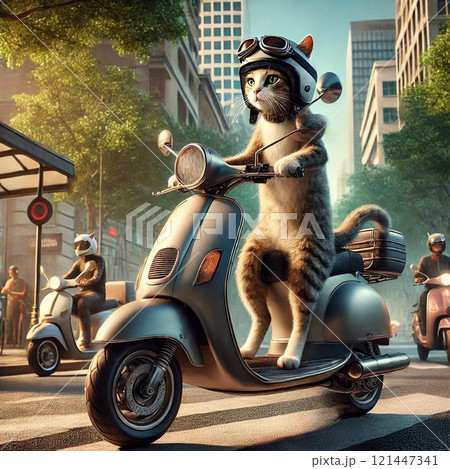 バイクに乗った猫 121447341