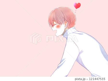 笑顔の男性　冬　横側　恋愛 121447535