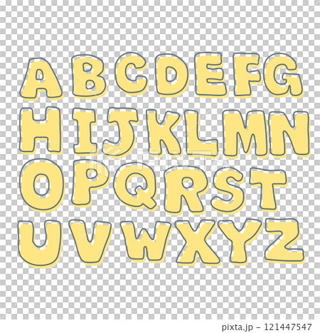 Yellow colorful alphabet handwritten style 121447547