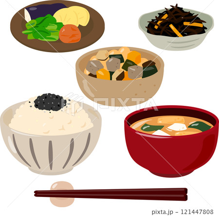 野菜と海藻中心の和食の献立 121447808