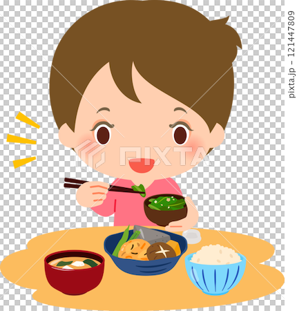 微笑的女人吃蔬菜為主的日本料理 121447809