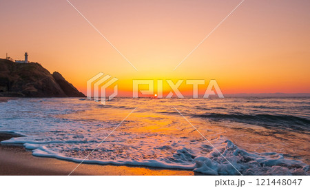 角田浜の夕暮れ 121448047