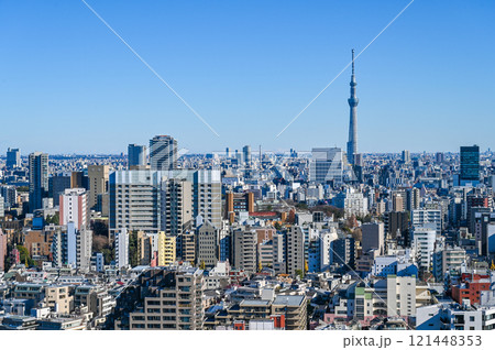 東京都の都市風景とスカイツリー 121448353