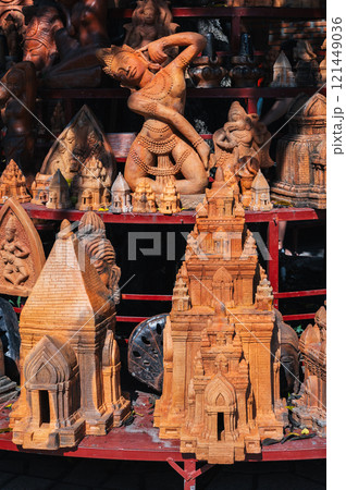Clay figurines and statuettes of Po Nagar Cham Towers in souvenir shop in Nha Trang in Vietnam Clay figurines and statuettes of Po Nagar Cham Towers in souvenir shop in Nha Trang in Vietnam 121449036