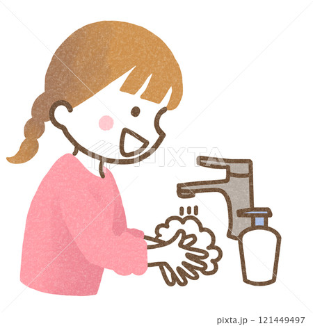 手洗いをする女の子 121449497