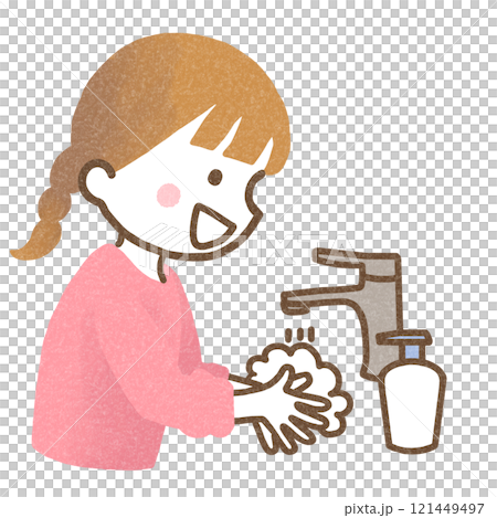 手洗いをする女の子 121449497